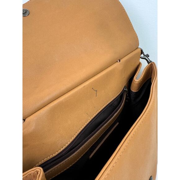 Vintage COACH Handbag Tan Leather Inner Pocket Magnetic Top Handle Crossbody Bag - Picture 14 of 15